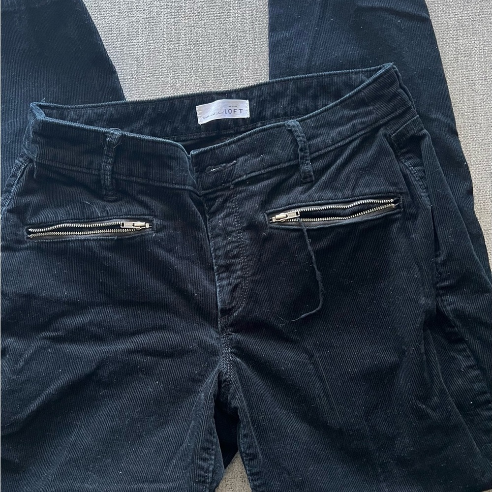 LOFT Black Corduroy Trousers, Curvy, Skinny, Ankle